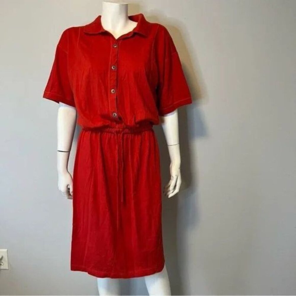 Vintage 90's red polo shirt dress 100% cotton by Liz Claiborne Size large
